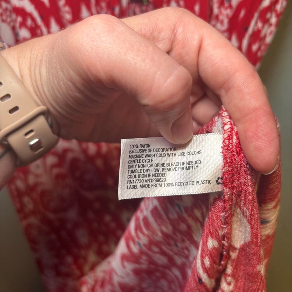 Women's Knox Rose Red White Boho Patterned High Low Maxi Dress XS - Picture 5 of 9